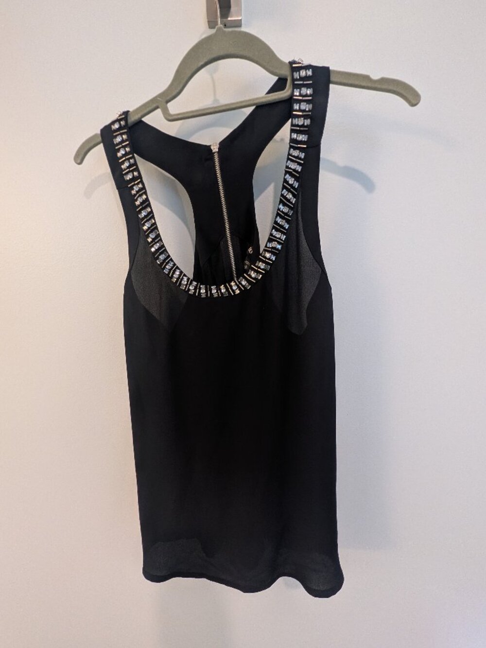 Express Black Racerback Tank Top with embellished neckline (Medium)